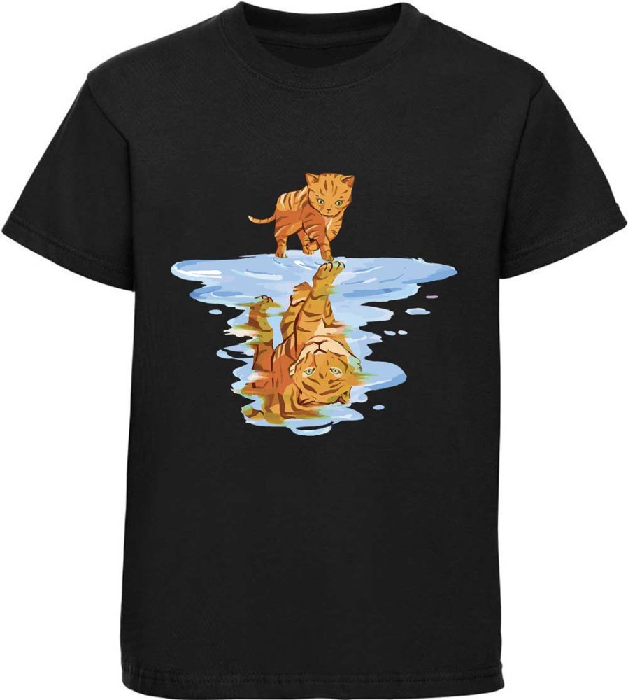 Printed boys T-shirt cat reflected as a tiger